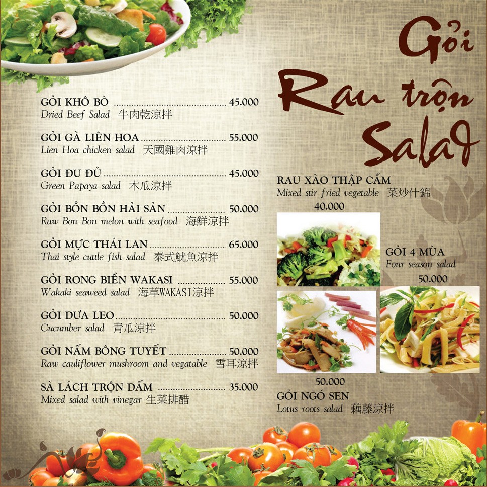 IN THỰC ĐƠN - MENUS 