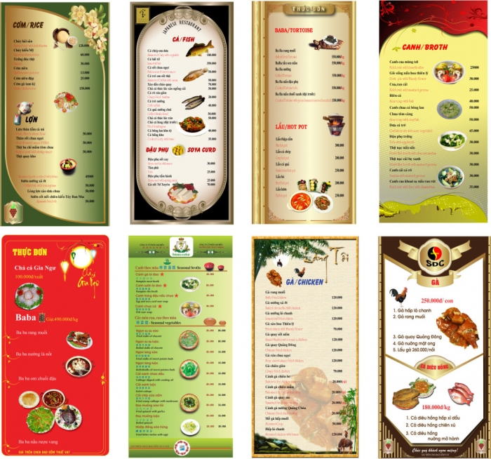 In thực đơn - Menu nhà hàng quán ăn