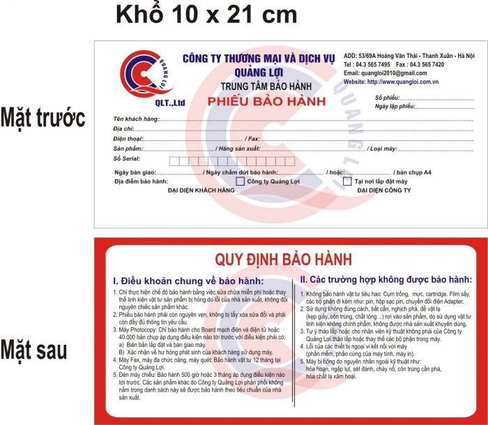 In phiếu bảo hành tại Bình Dương